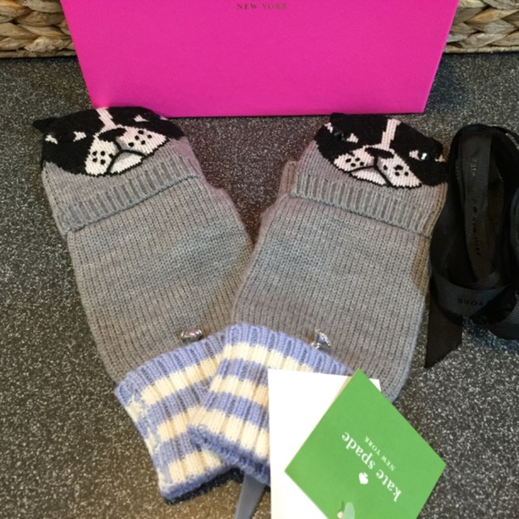 Kate Spade Heather-Grey “Antione’ Pop Top Dog Mittens - Picture 5 of 14